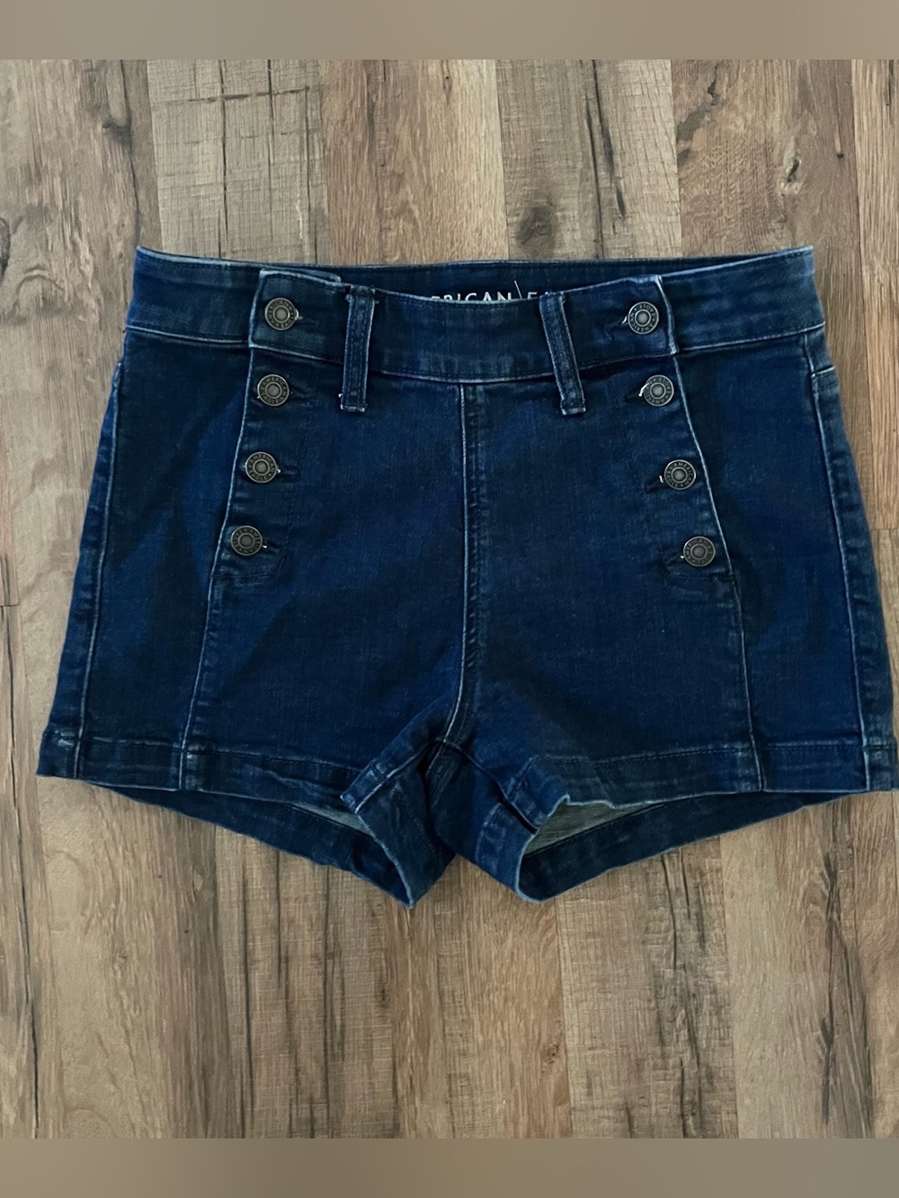 American Eagle Outfitters Hi Rise Shortie Denim Sailor Shorts Super Stretch